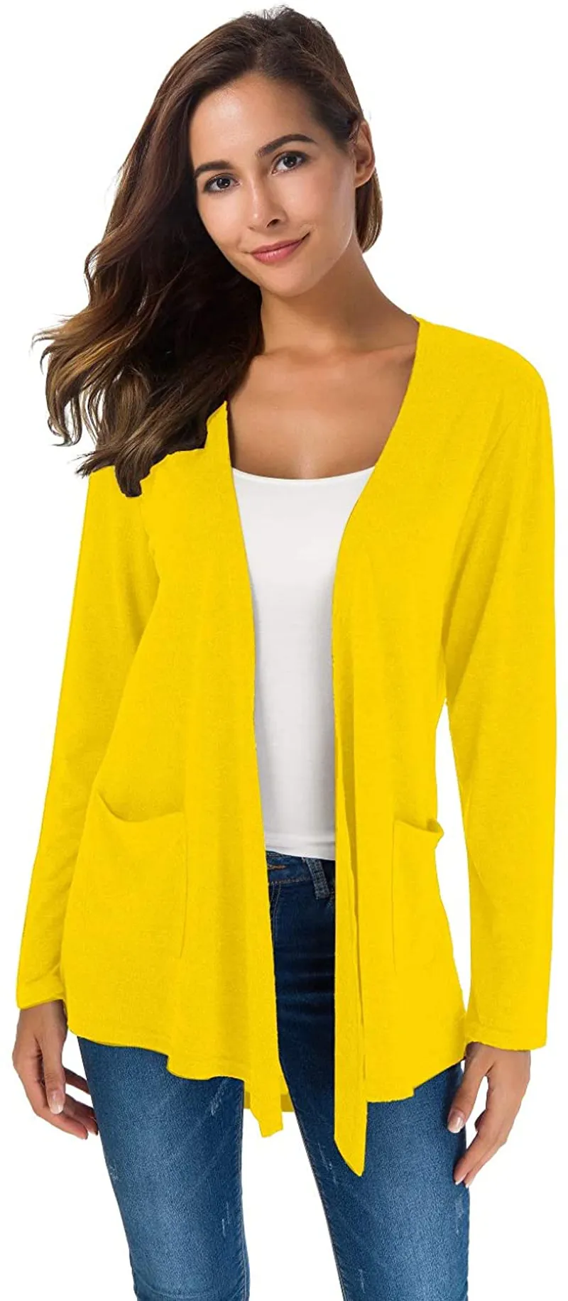 TownCat Cardigans for Women Loose Casual Long Sleeved Open Front Breathable Cardigans with Pockets