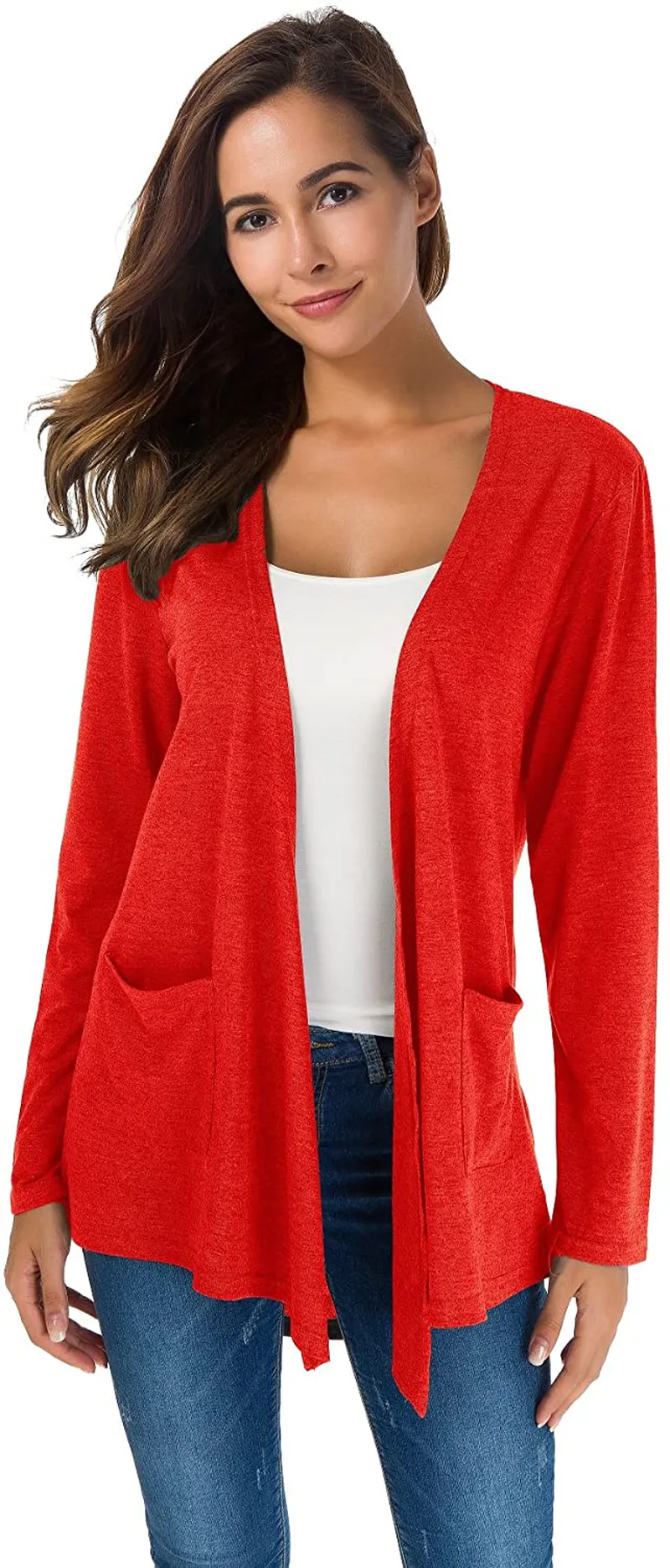 TownCat Cardigans for Women Loose Casual Long Sleeved Open Front Breathable Cardigans with Pockets