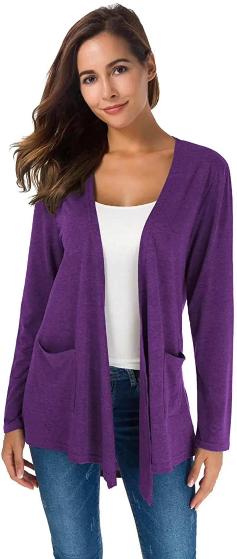 TownCat Cardigans for Women Loose Casual Long Sleeved Open Front Breathable Cardigans with Pockets