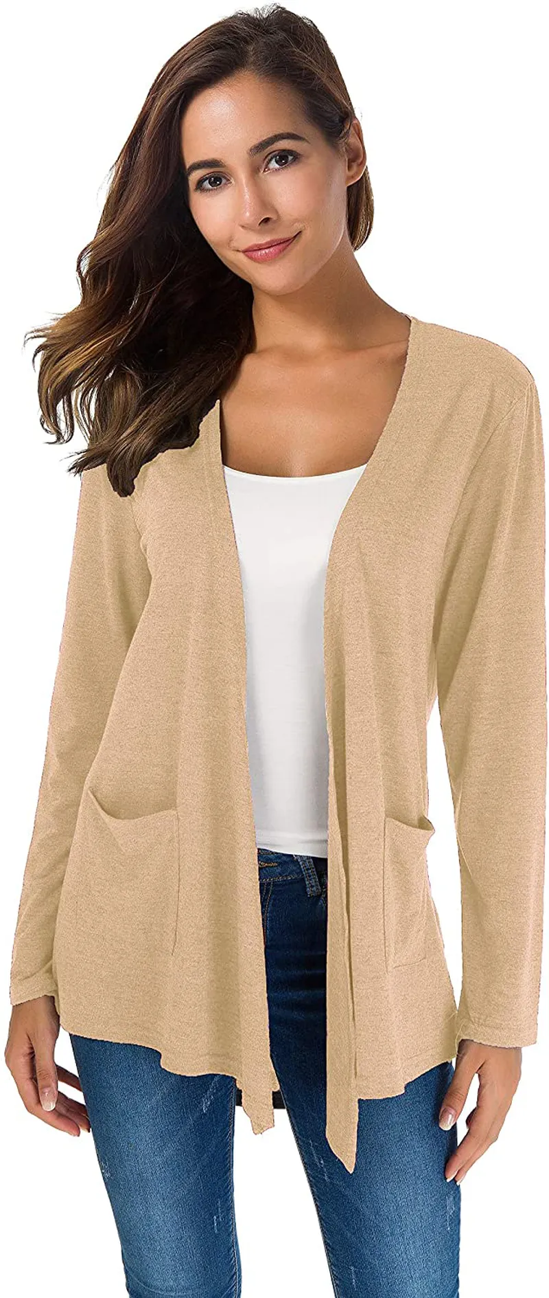 TownCat Cardigans for Women Loose Casual Long Sleeved Open Front Breathable Cardigans with Pockets