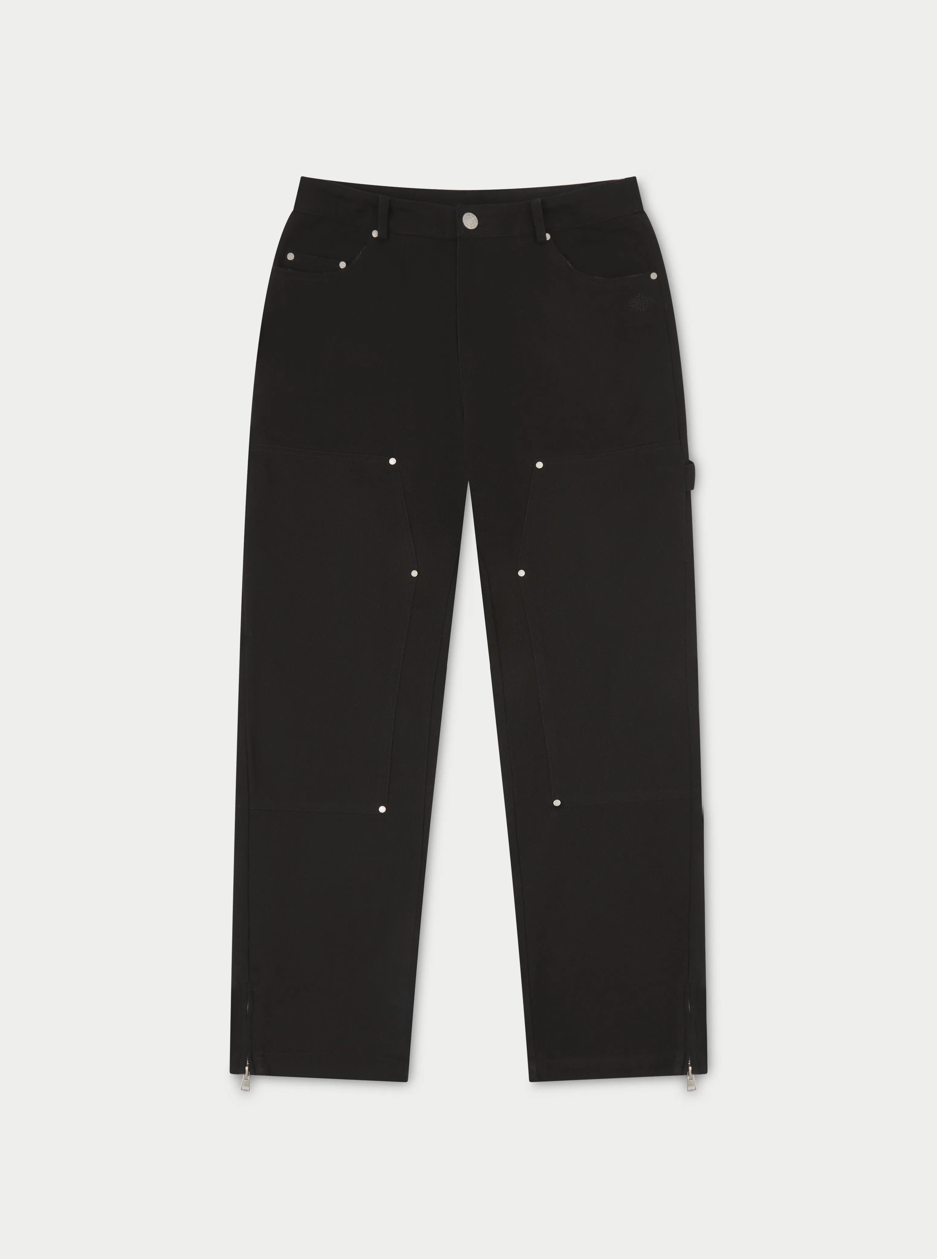 TWILL RIVET DETAIL CARPENTER PANT - BLACK