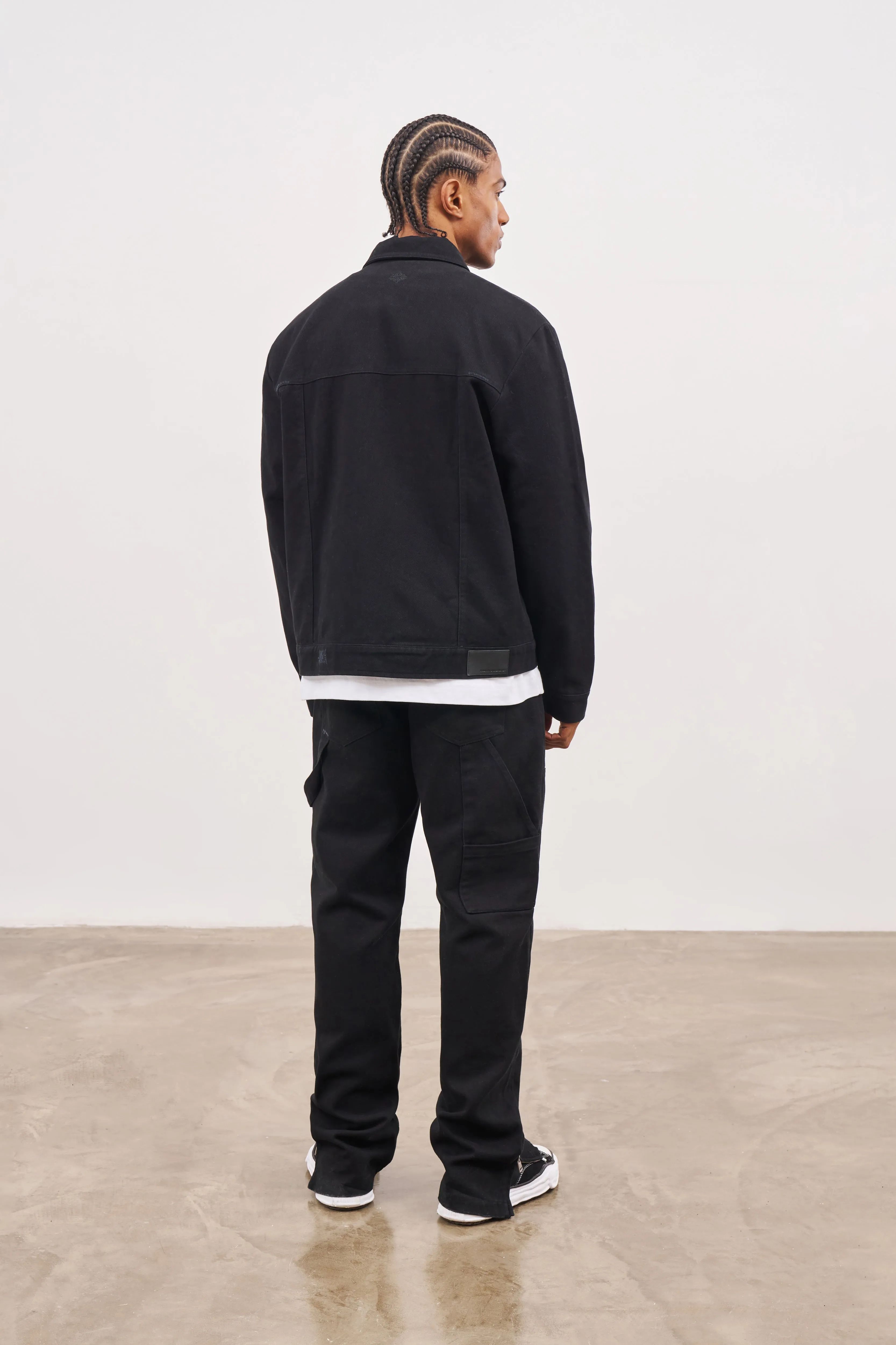 TWILL RIVET DETAIL CARPENTER PANT - BLACK
