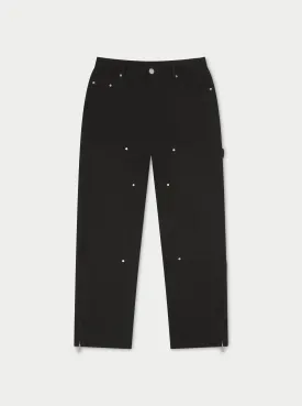 TWILL RIVET DETAIL CARPENTER PANT - BLACK