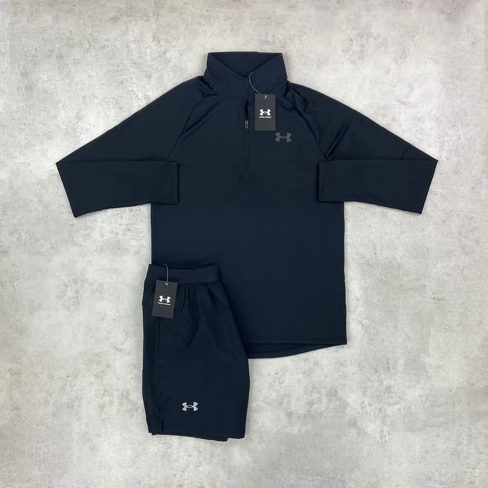 Under Armour Tech Half Zip/ Shorts Set Black