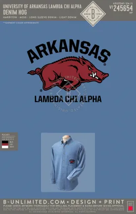 University of Arkansas Lambda Chi Alpha - Denim Hog - Harriton - M550 - Long Sleeve Denim - Light Denim