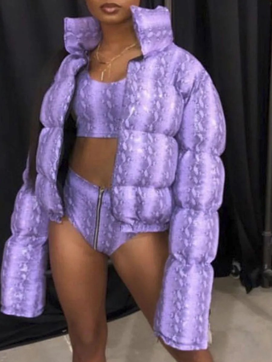 Very Stylish Short Parka - Purple