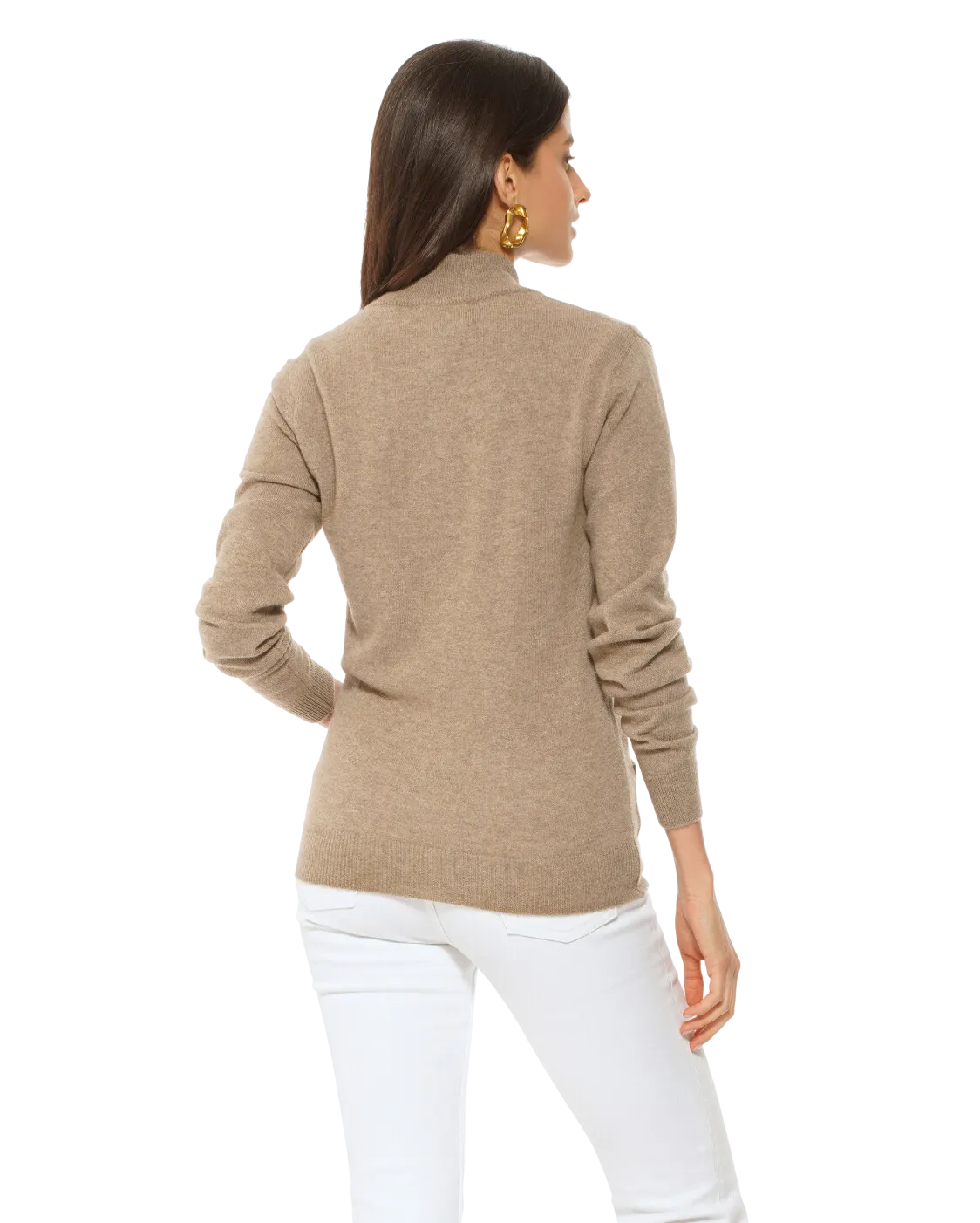 Women's Cashmere Zip Cardigan Taupe