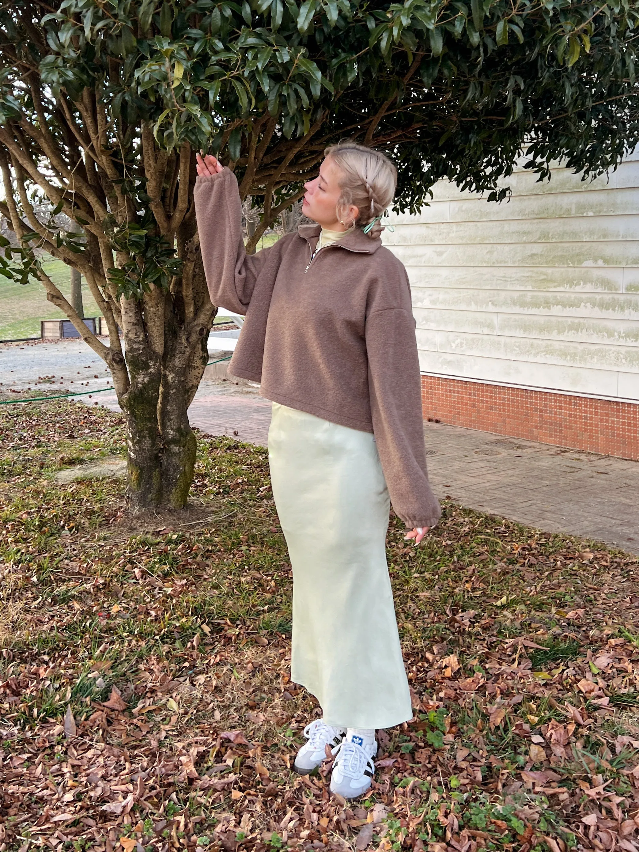 Zip-Up Boa Cropped Top